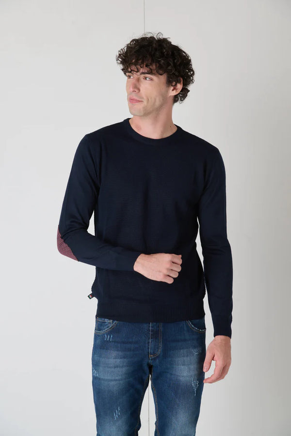 MAGLIONE IN LANA MERINO PUNTO RISO CON TOPPE - V2